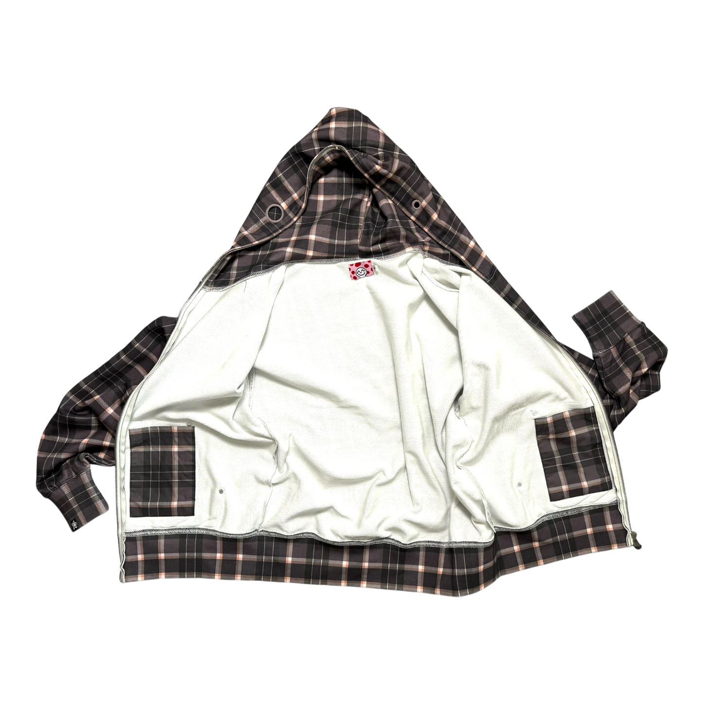 PLAID FULL ZIP BROWN