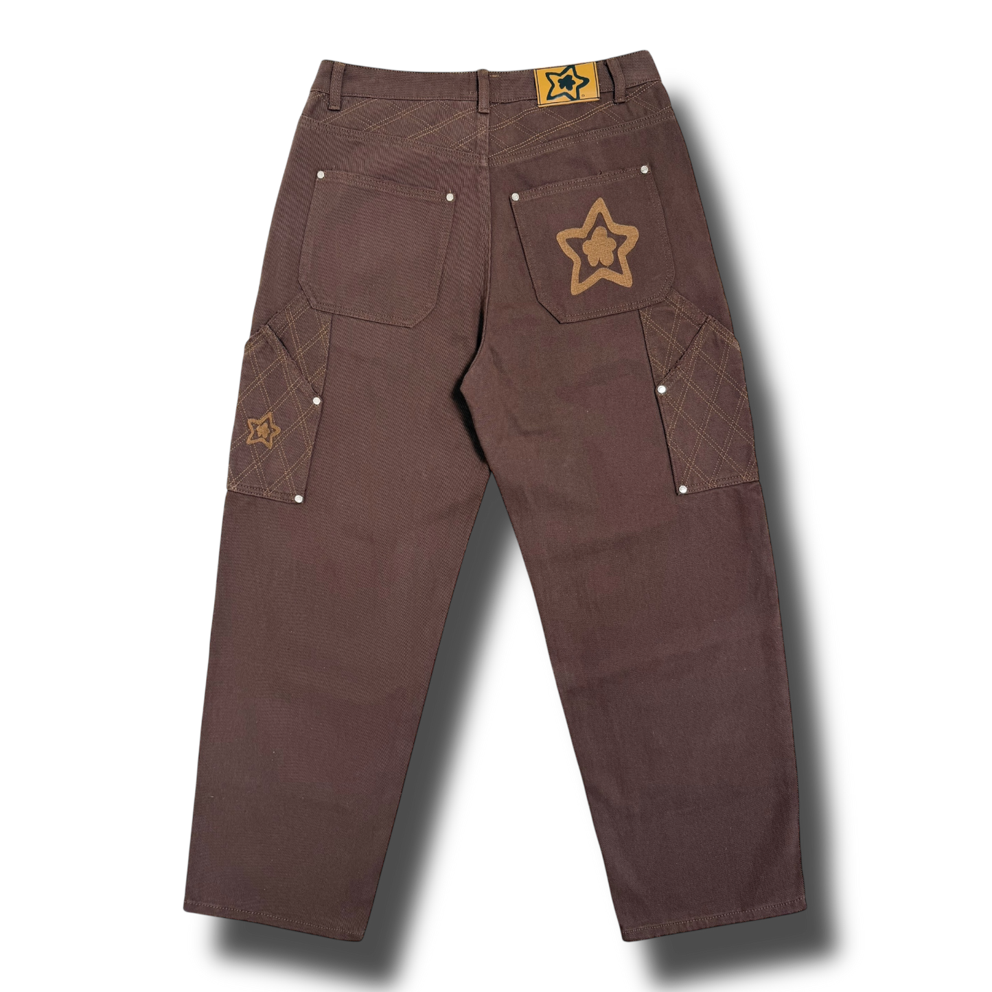 CROSS STITCH DOUBLE KNEE JEANS BROWN