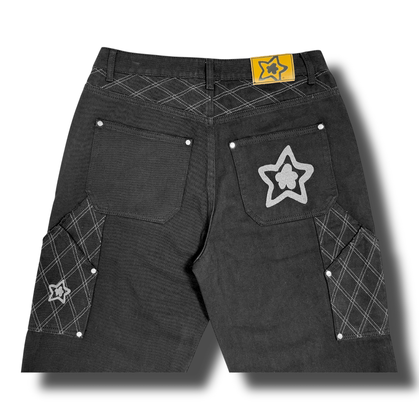 CROSS STITCH DOUBLE KNEE JEANS BLACK