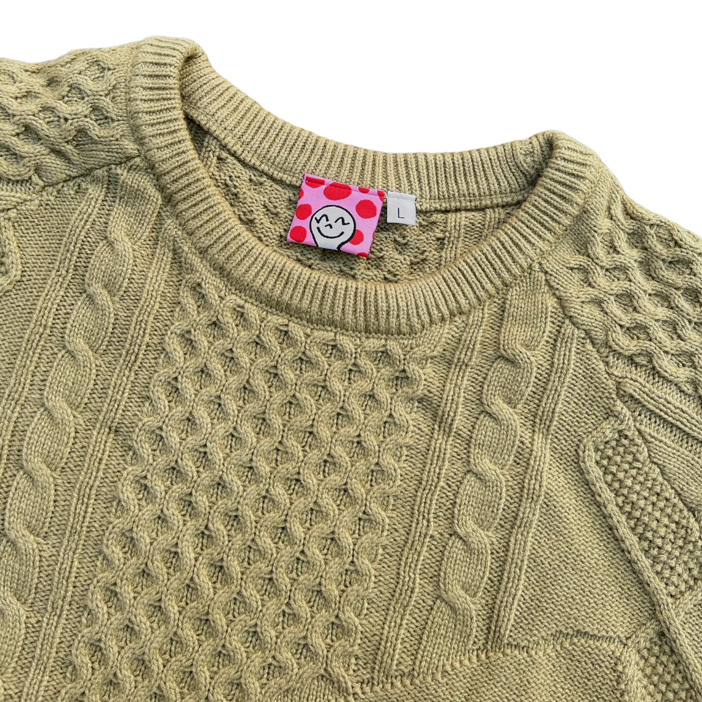 OLIVE CHAIN KNIT SWEATER
