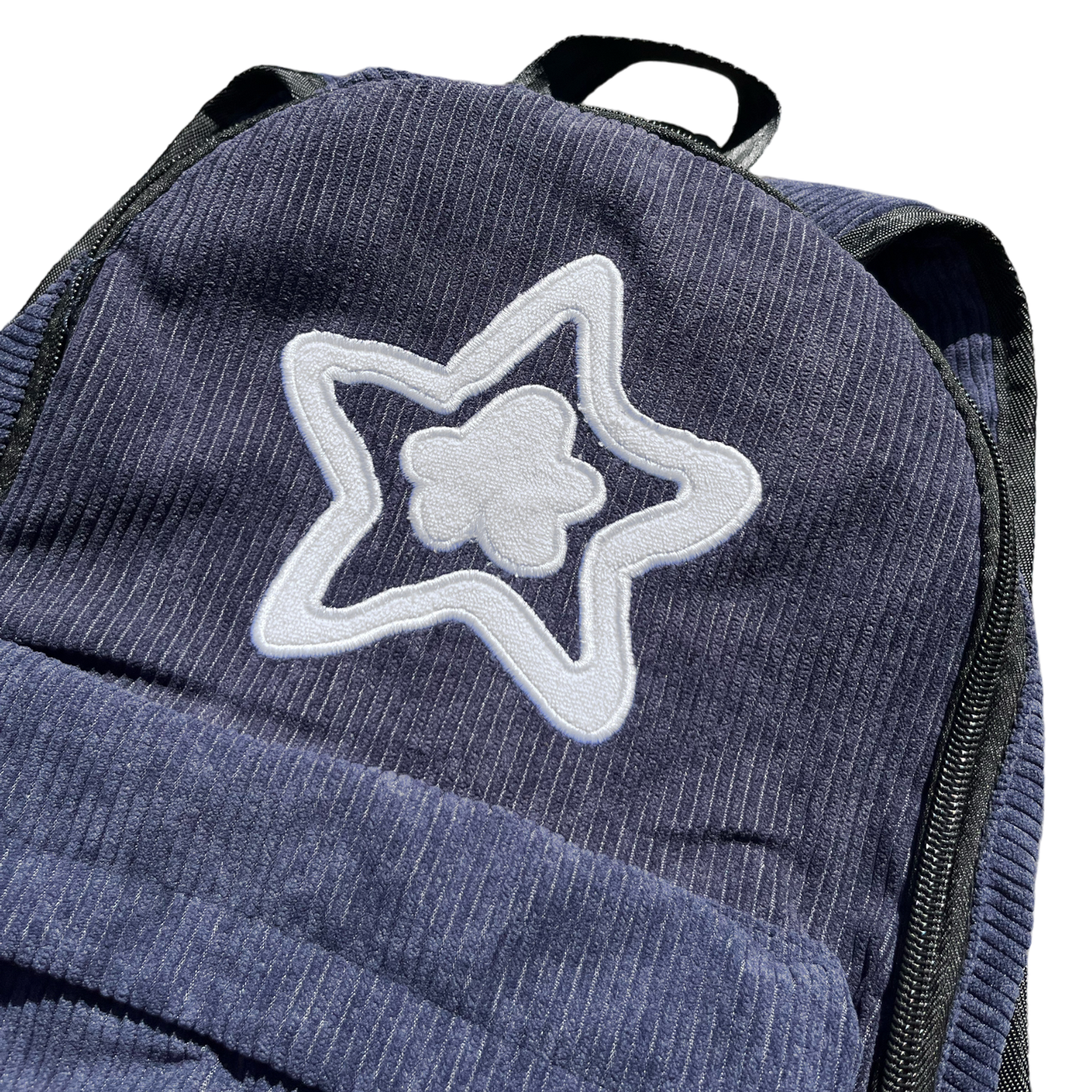 NAVY CORDUROY BACKPACK