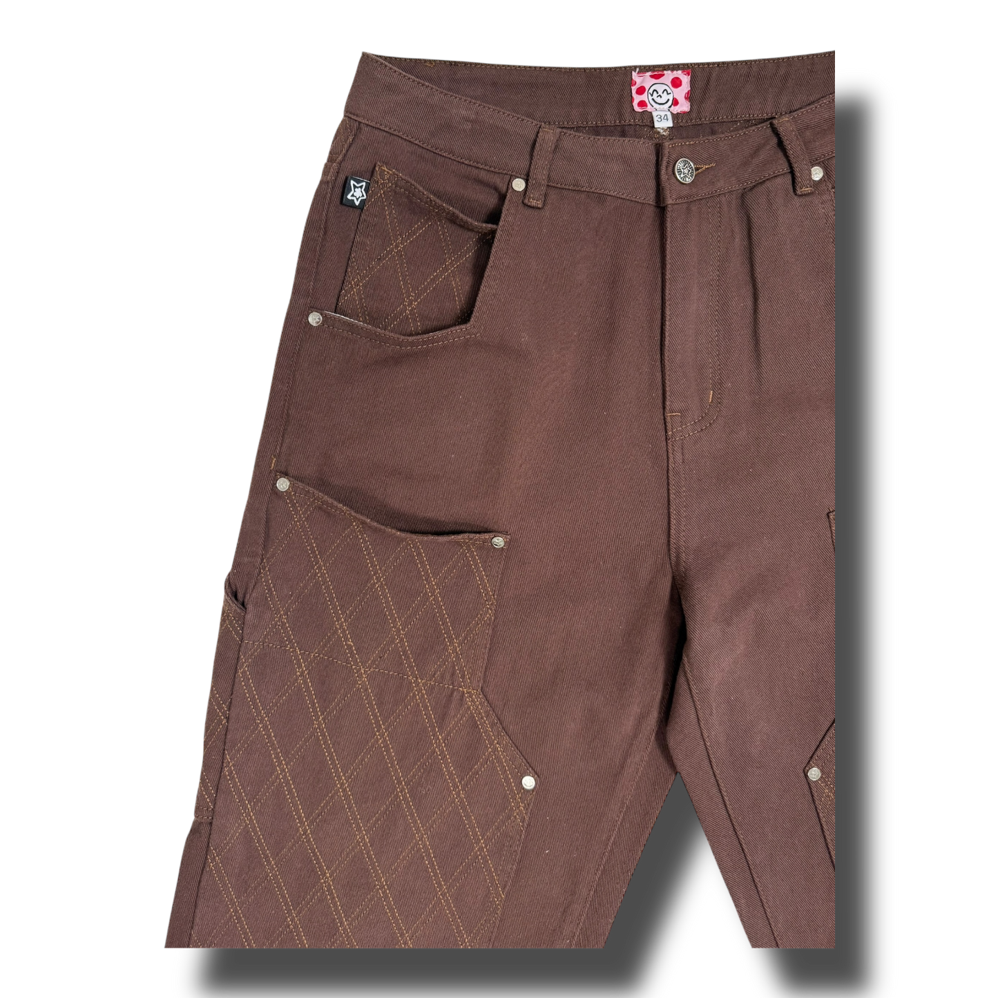 CROSS STITCH DOUBLE KNEE JEANS BROWN