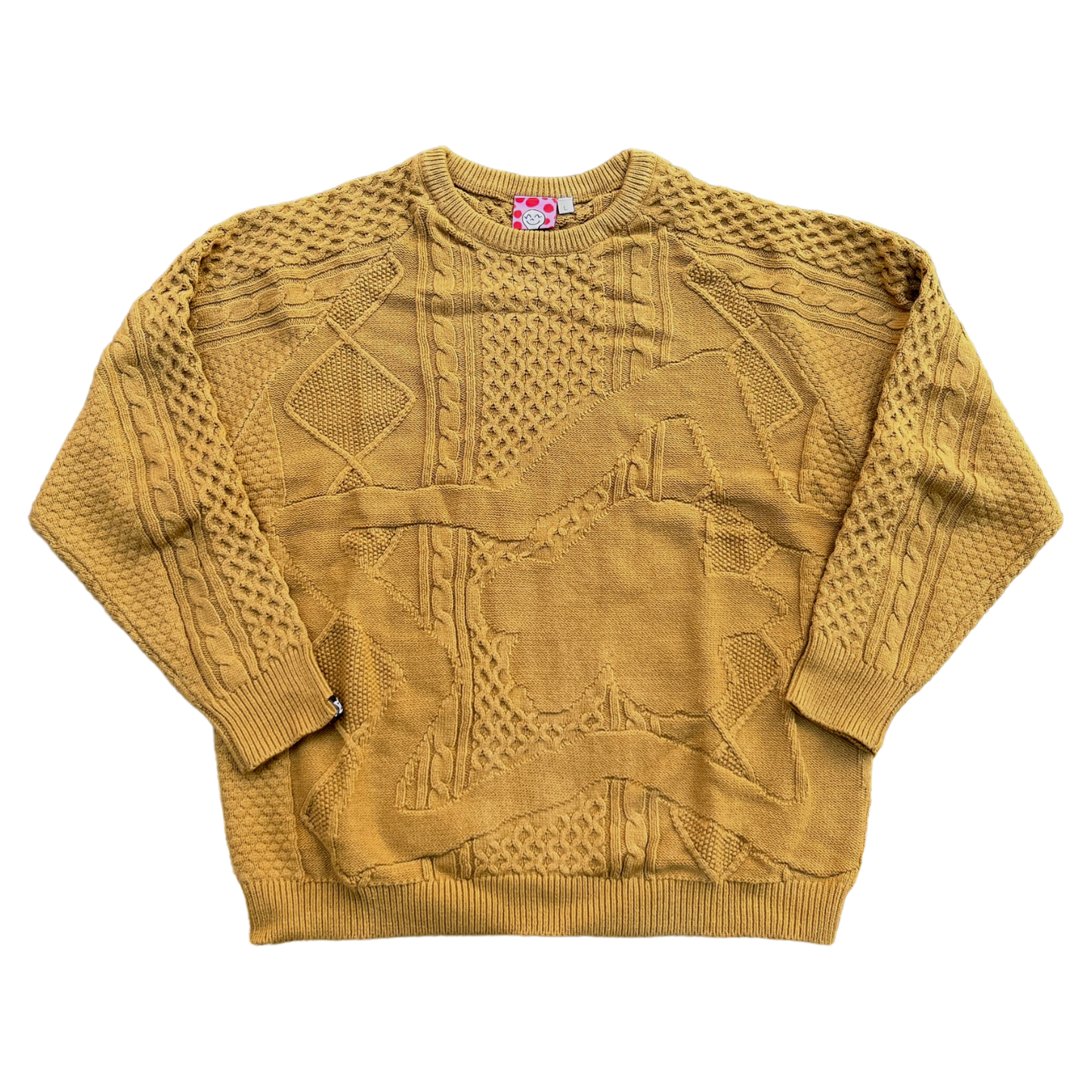 BROWN CHAIN KNIT SWEATER