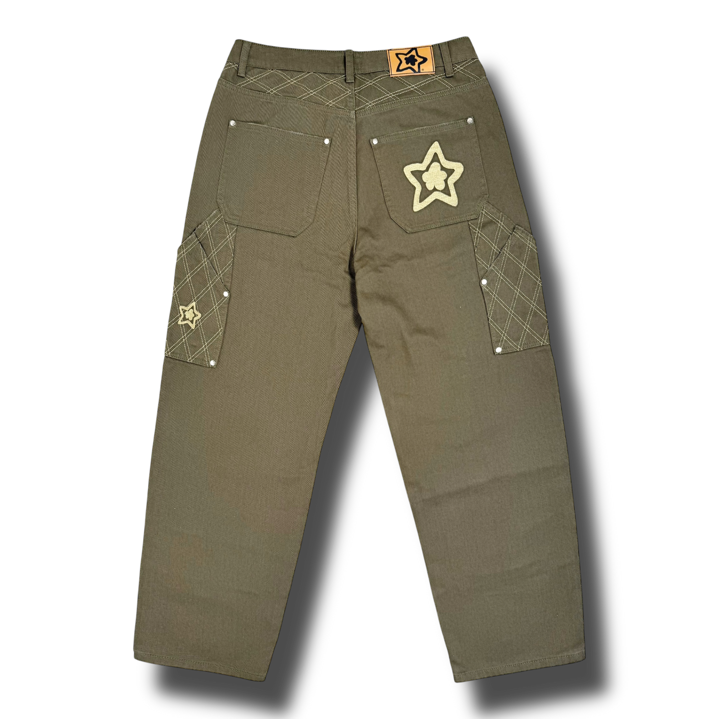CROSS STITCH DOUBLE KNEE JEANS OLIVE