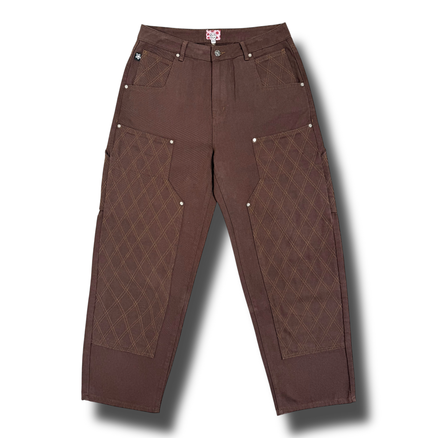 CROSS STITCH DOUBLE KNEE JEANS BROWN