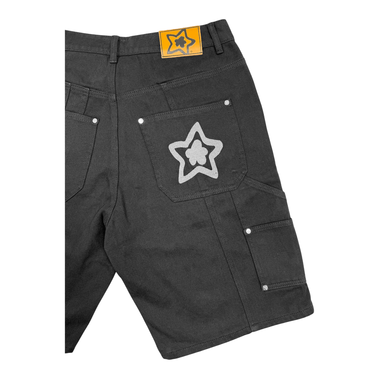 DOUBLE KNEE SEAM JEAN SHORTS BLACK