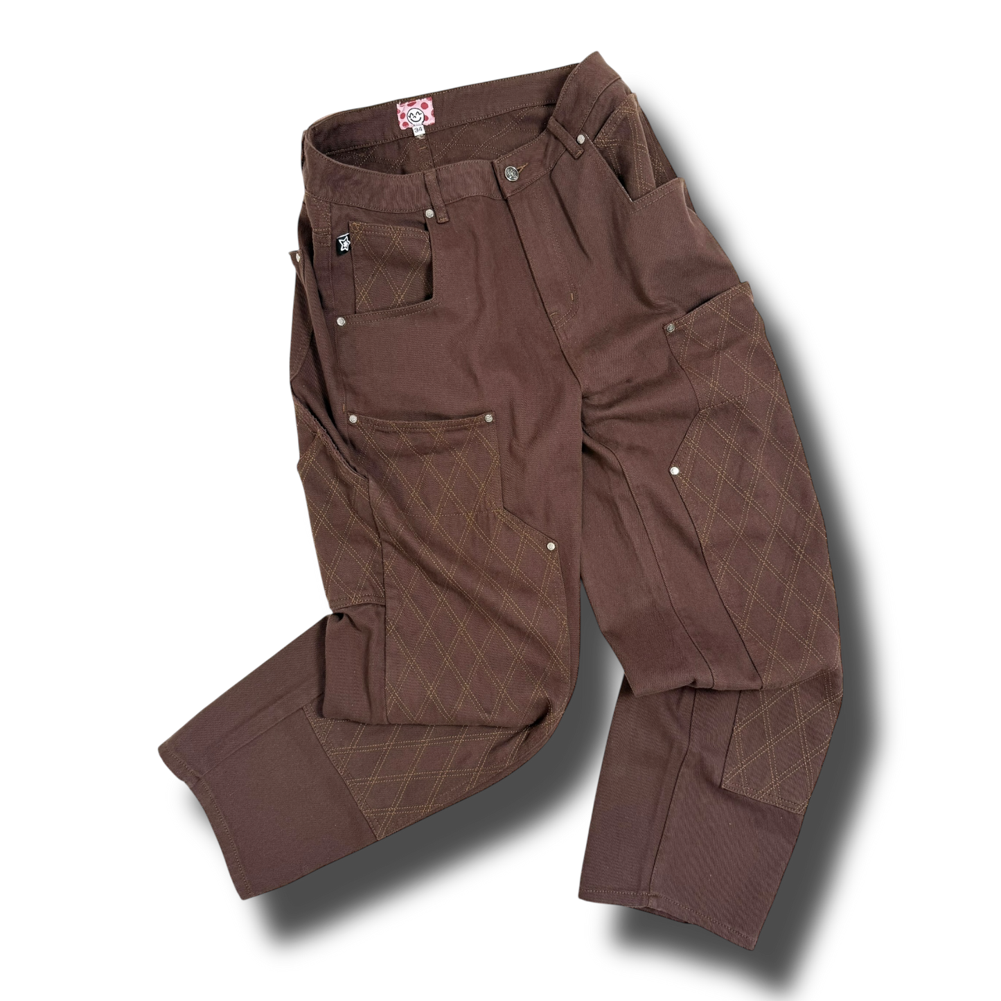 CROSS STITCH DOUBLE KNEE JEANS BROWN
