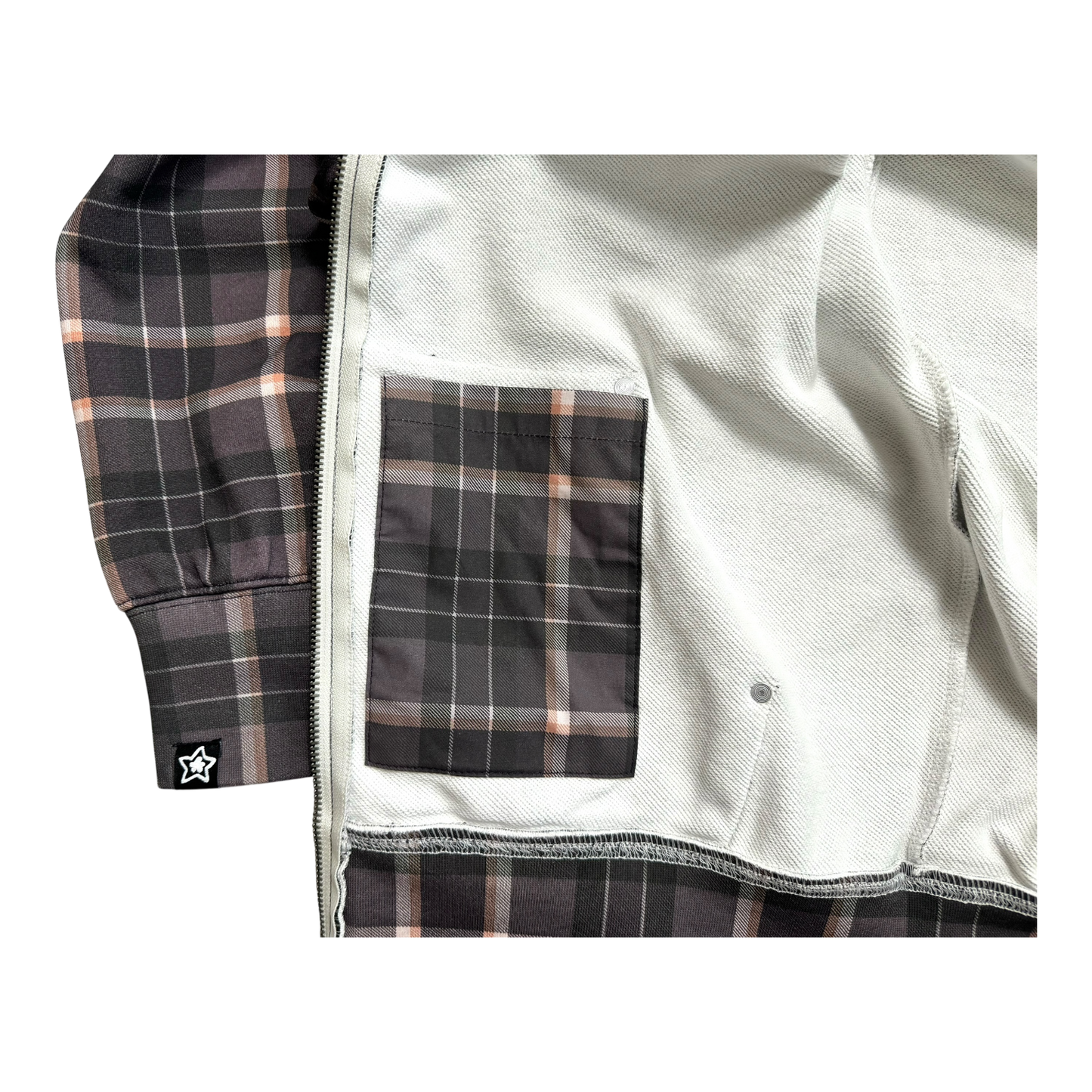 PLAID FULL ZIP BROWN