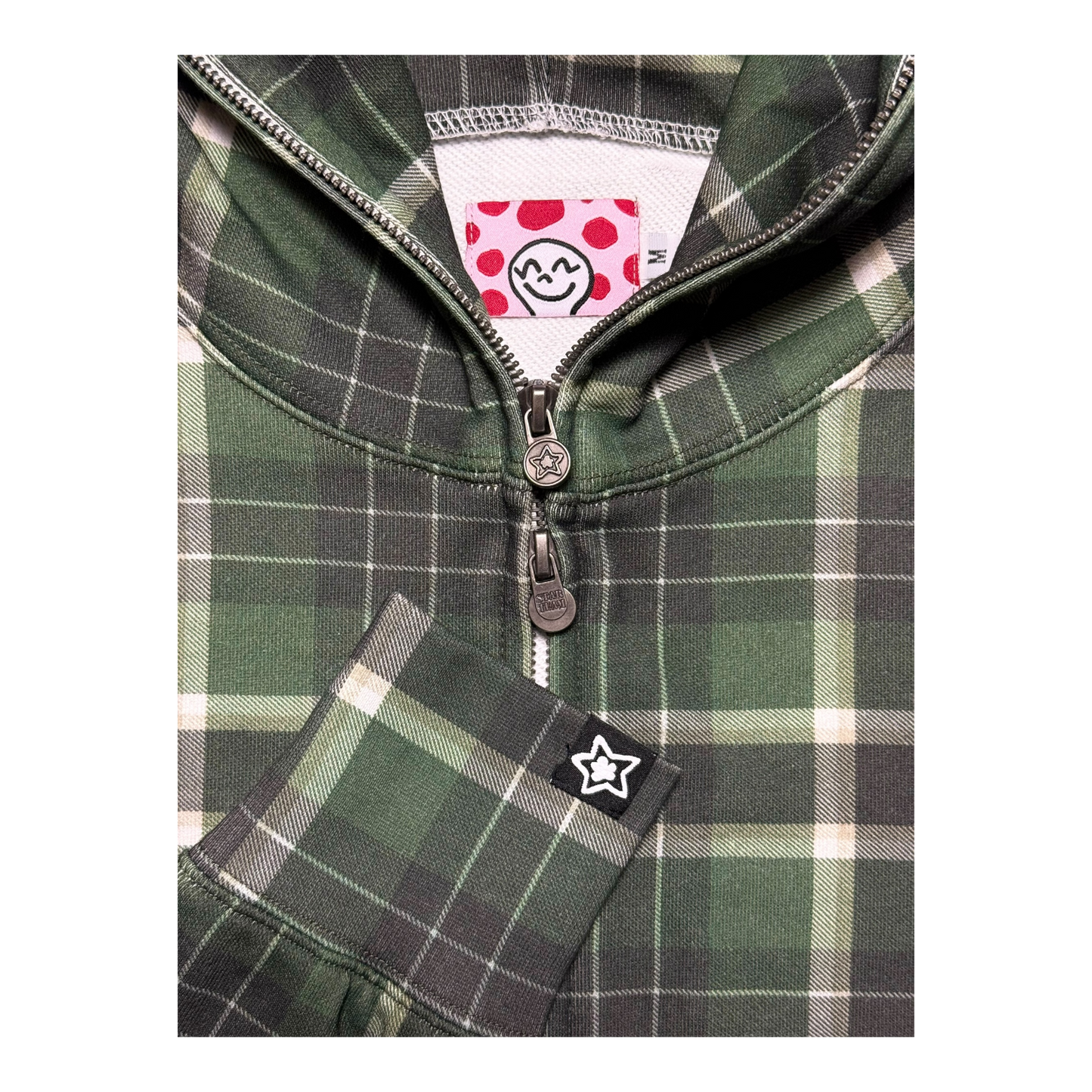 PLAID FULL ZIP GREEN