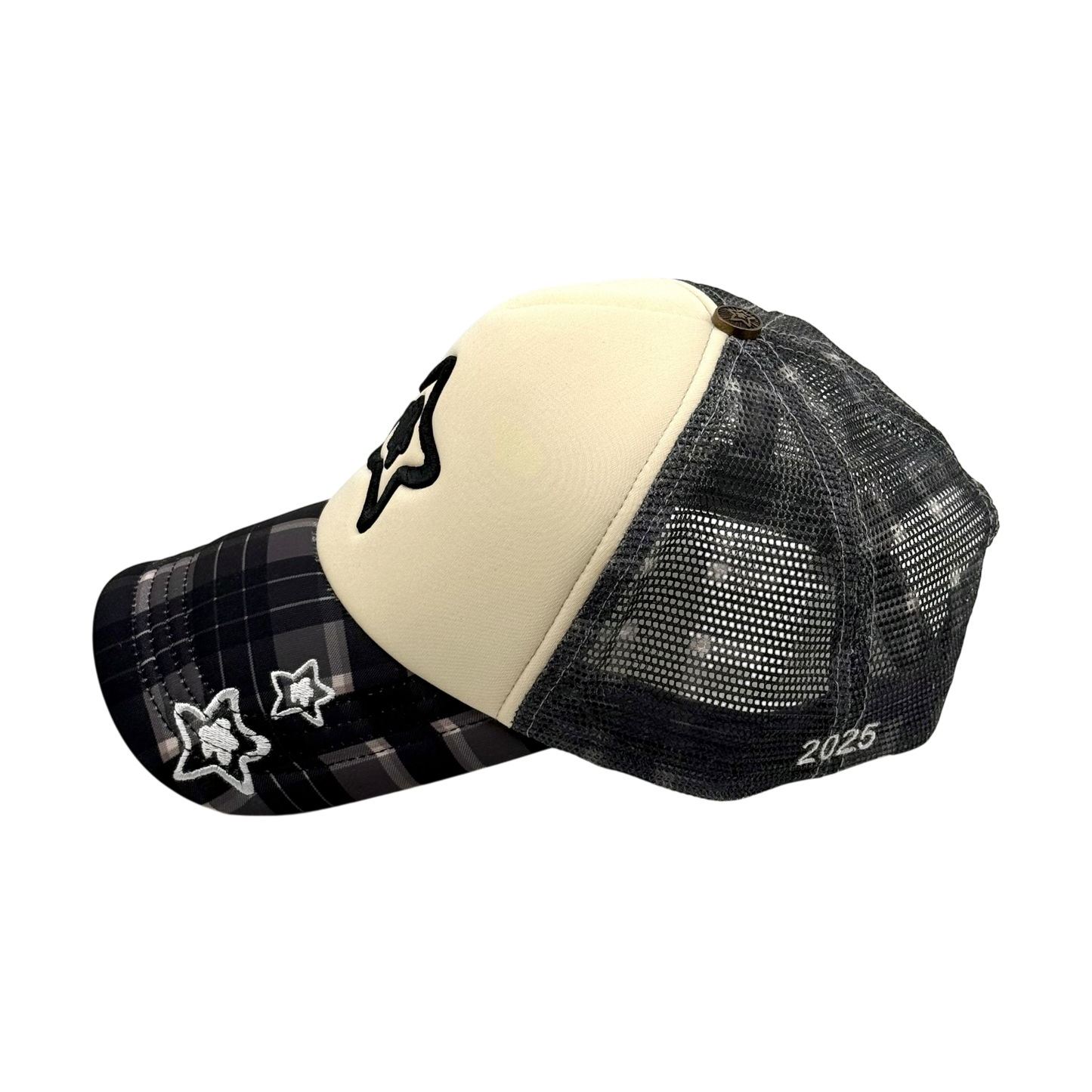 FOAM TRUCKER HAT PLAID BLACK