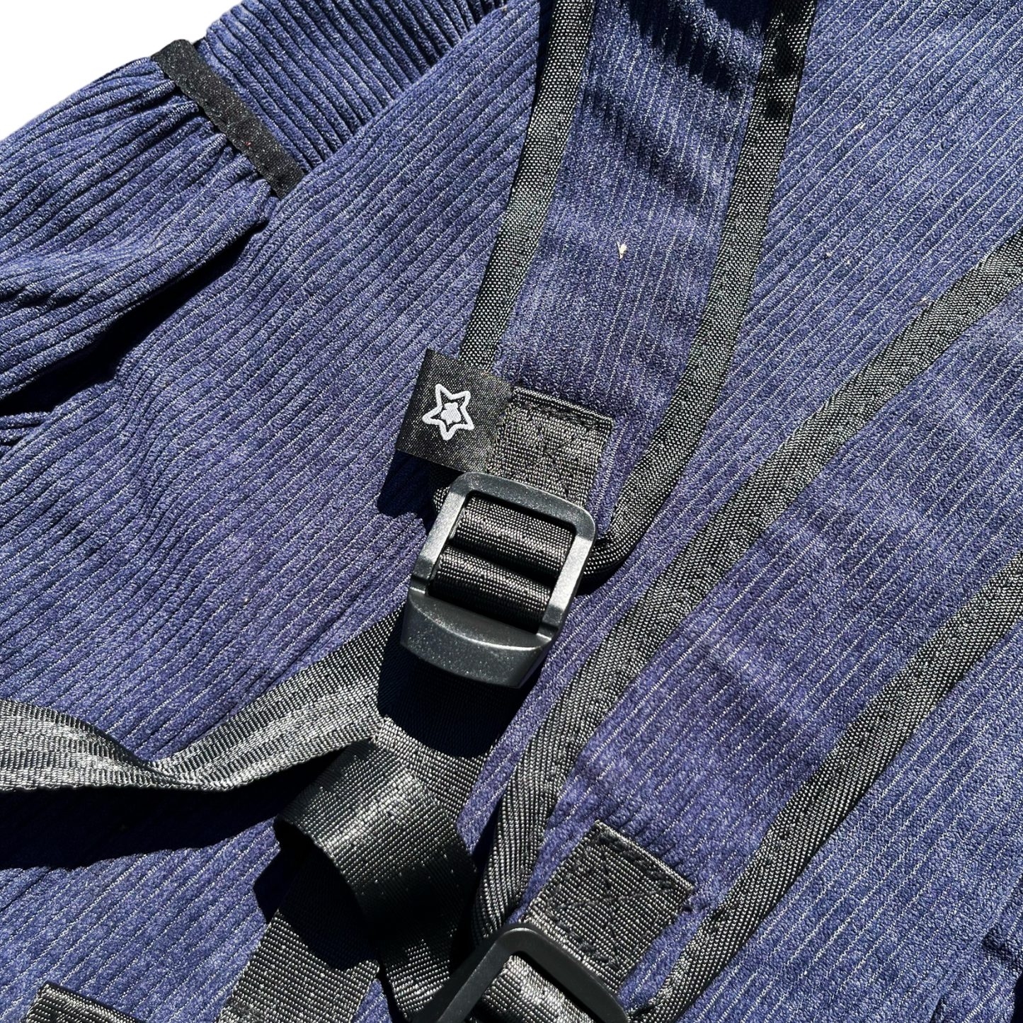 NAVY CORDUROY BACKPACK
