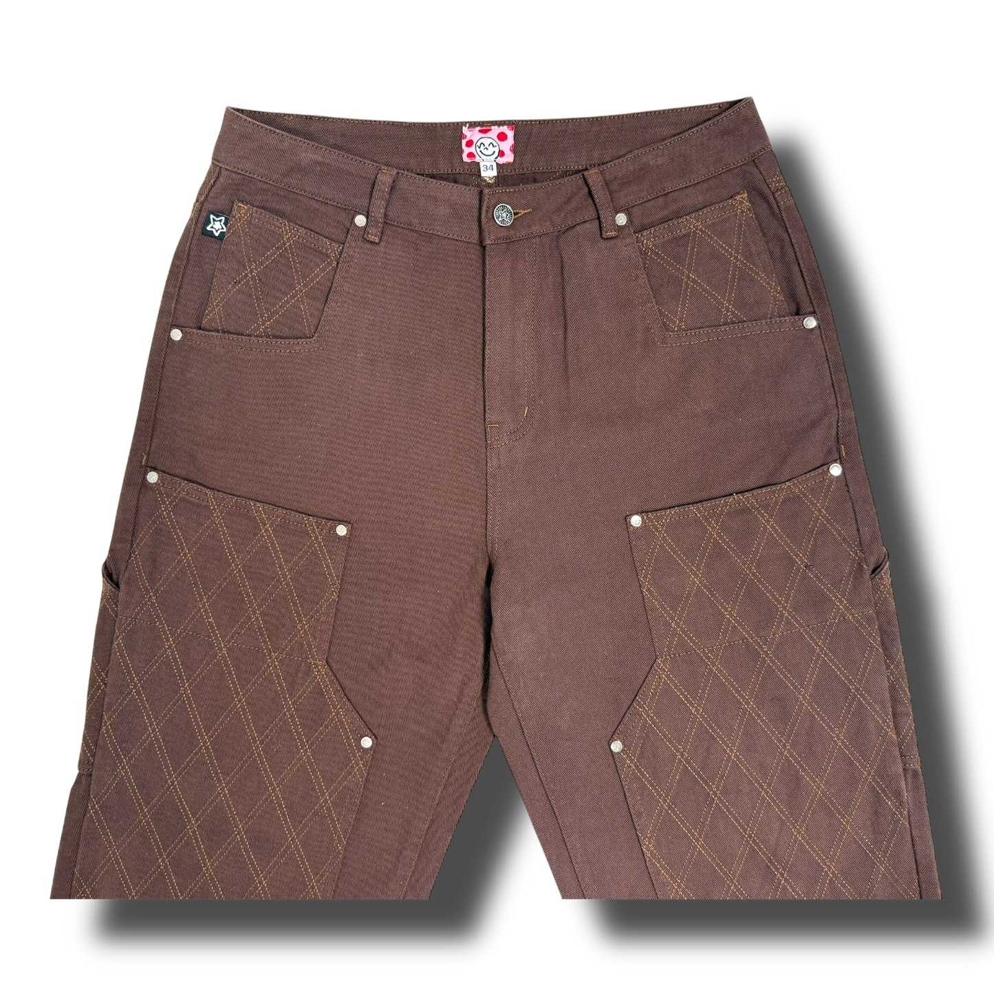 CROSS STITCH DOUBLE KNEE JEANS BROWN