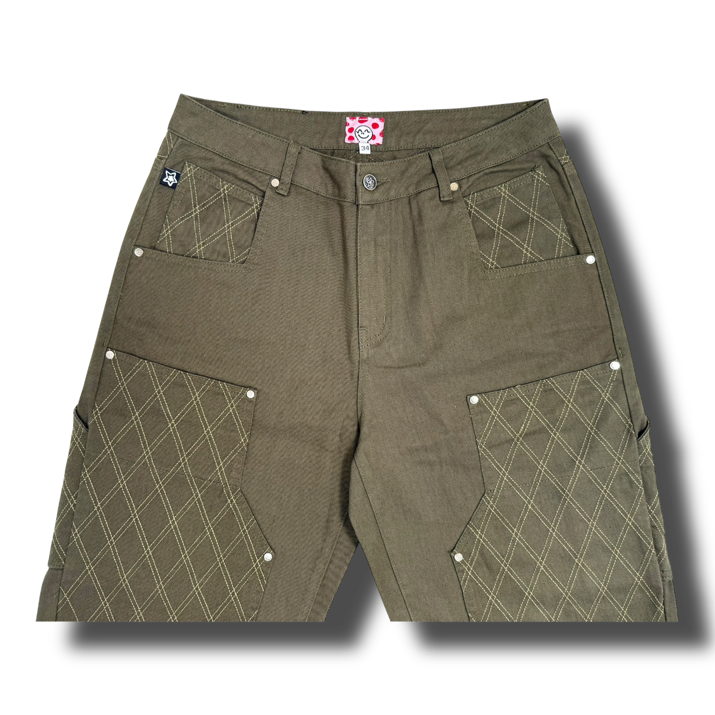 CROSS STITCH DOUBLE KNEE JEANS OLIVE