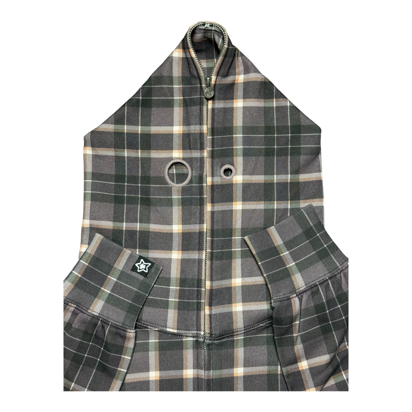 PLAID FULL ZIP BROWN