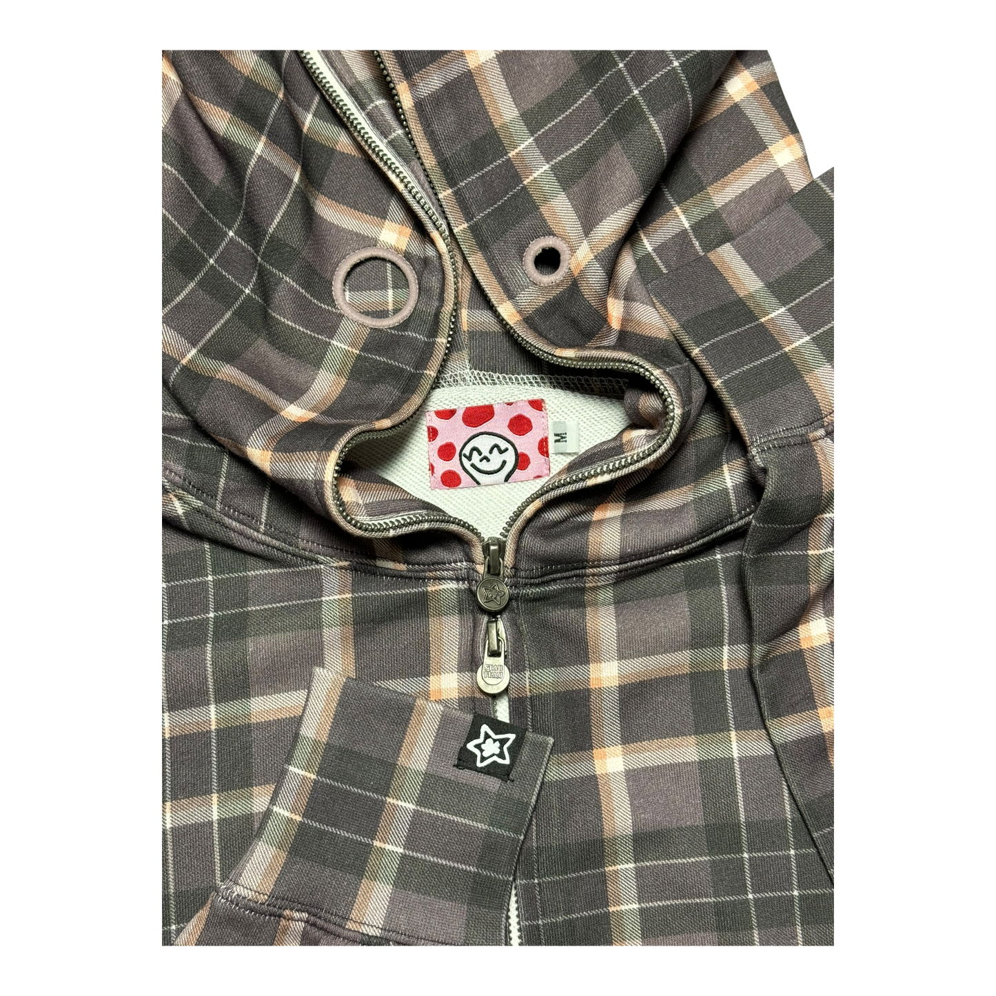 PLAID FULL ZIP BROWN