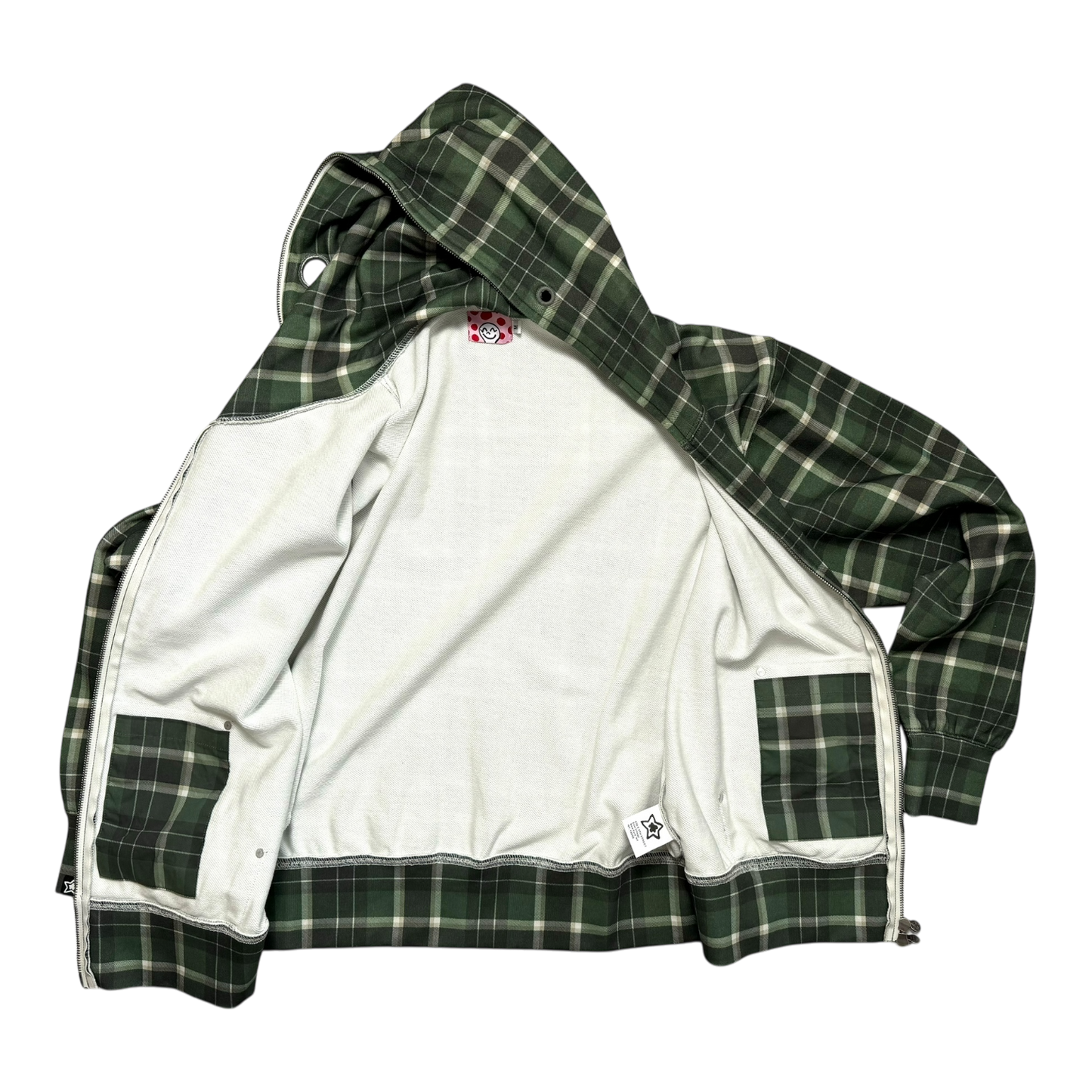PLAID FULL ZIP GREEN