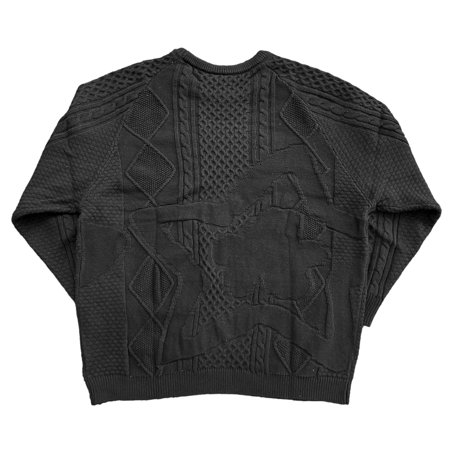 BLACK CHAIN KNIT SWEATER