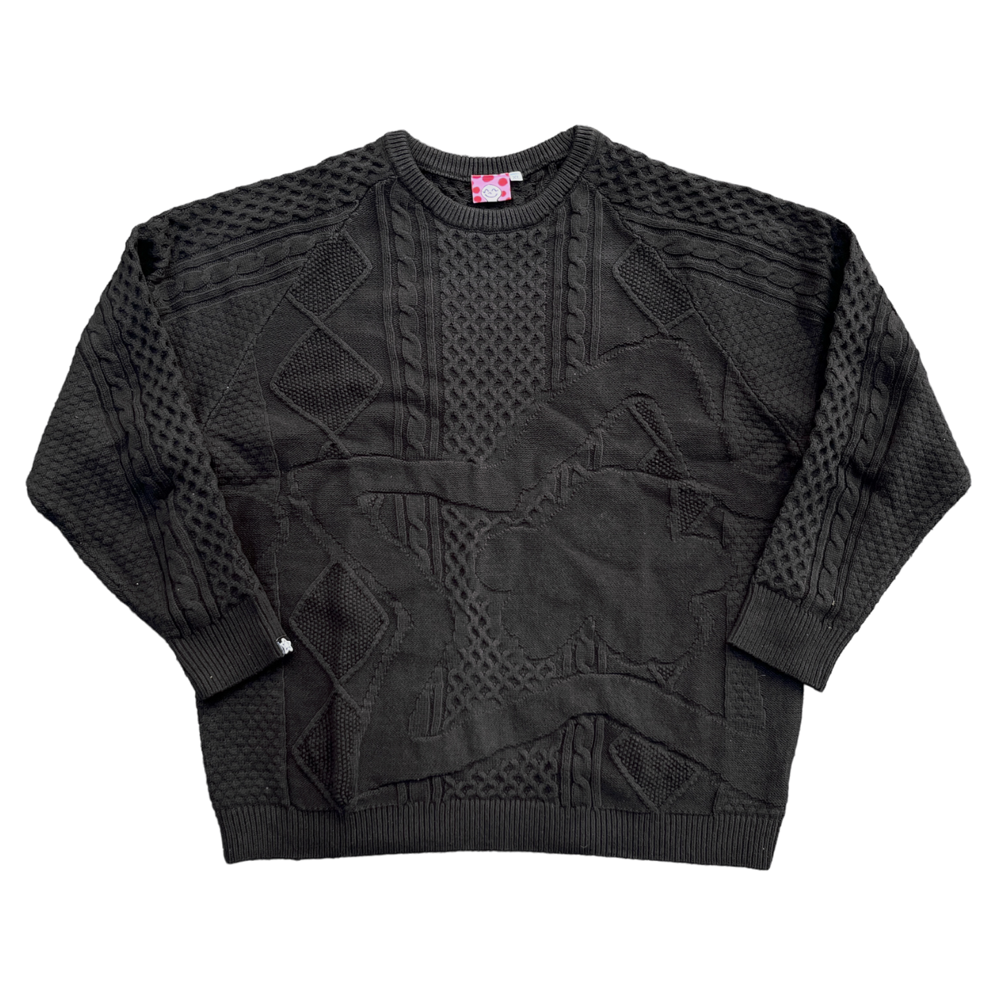 BLACK CHAIN KNIT SWEATER