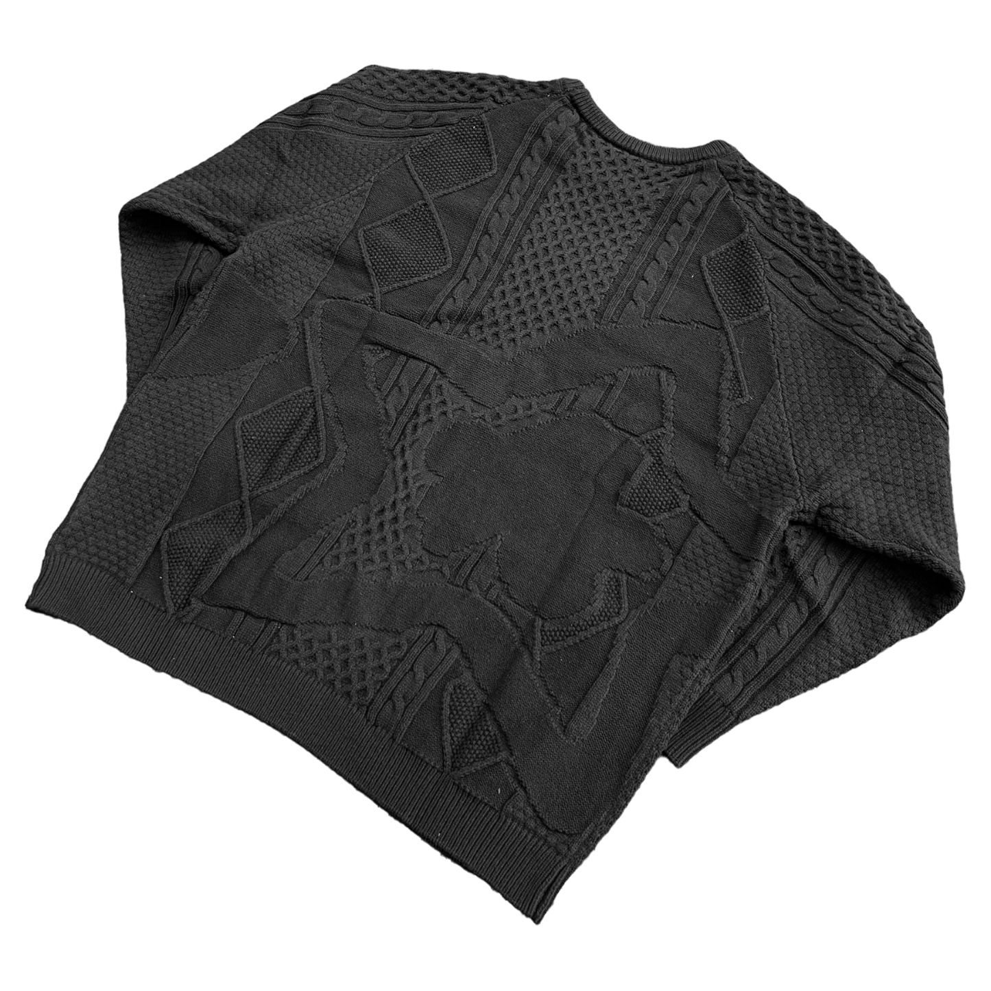 BLACK CHAIN KNIT SWEATER