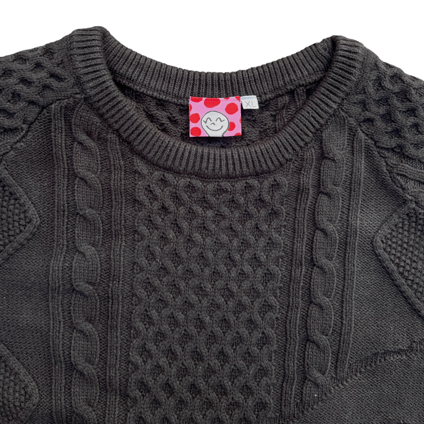 BLACK CHAIN KNIT SWEATER