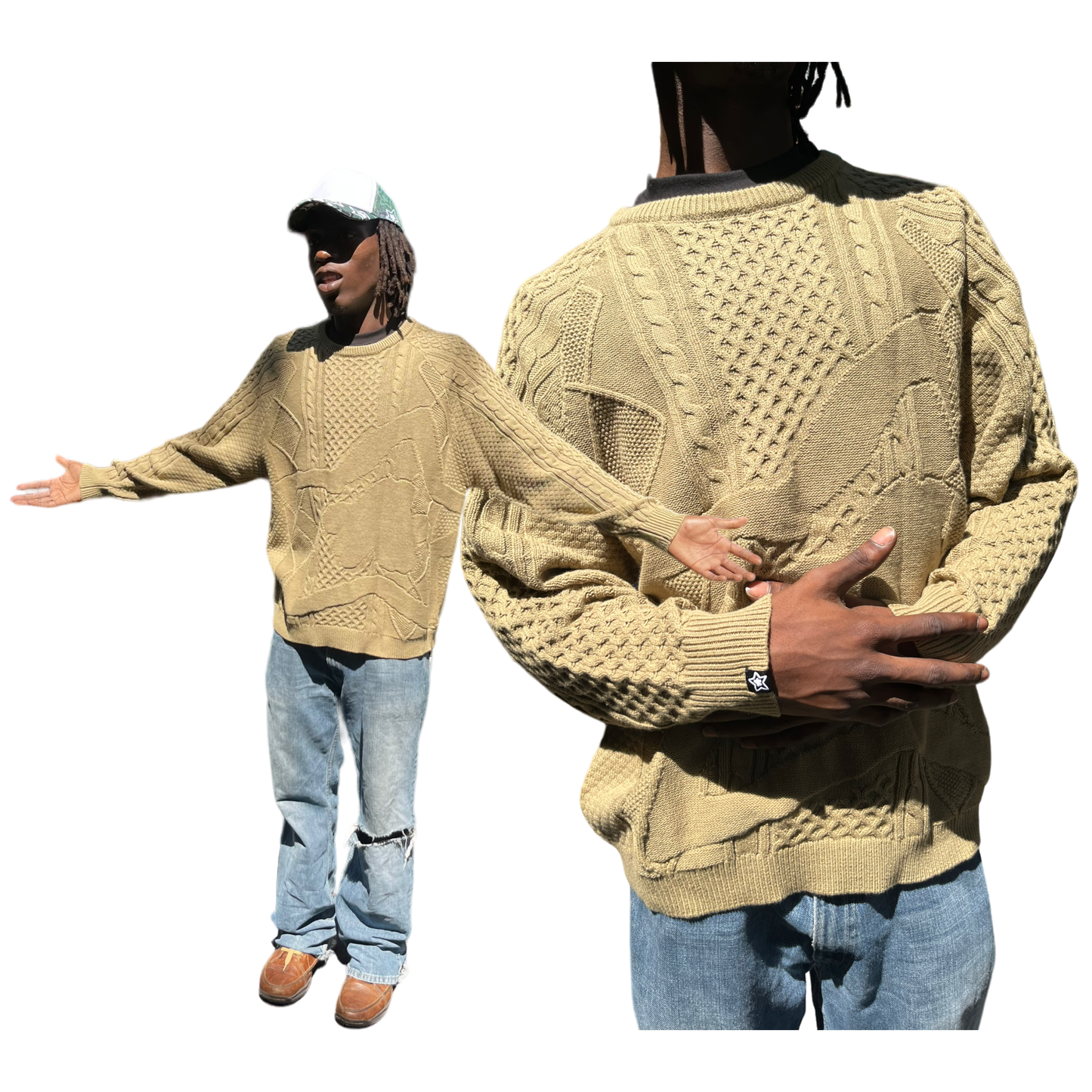 OLIVE CHAIN KNIT SWEATER