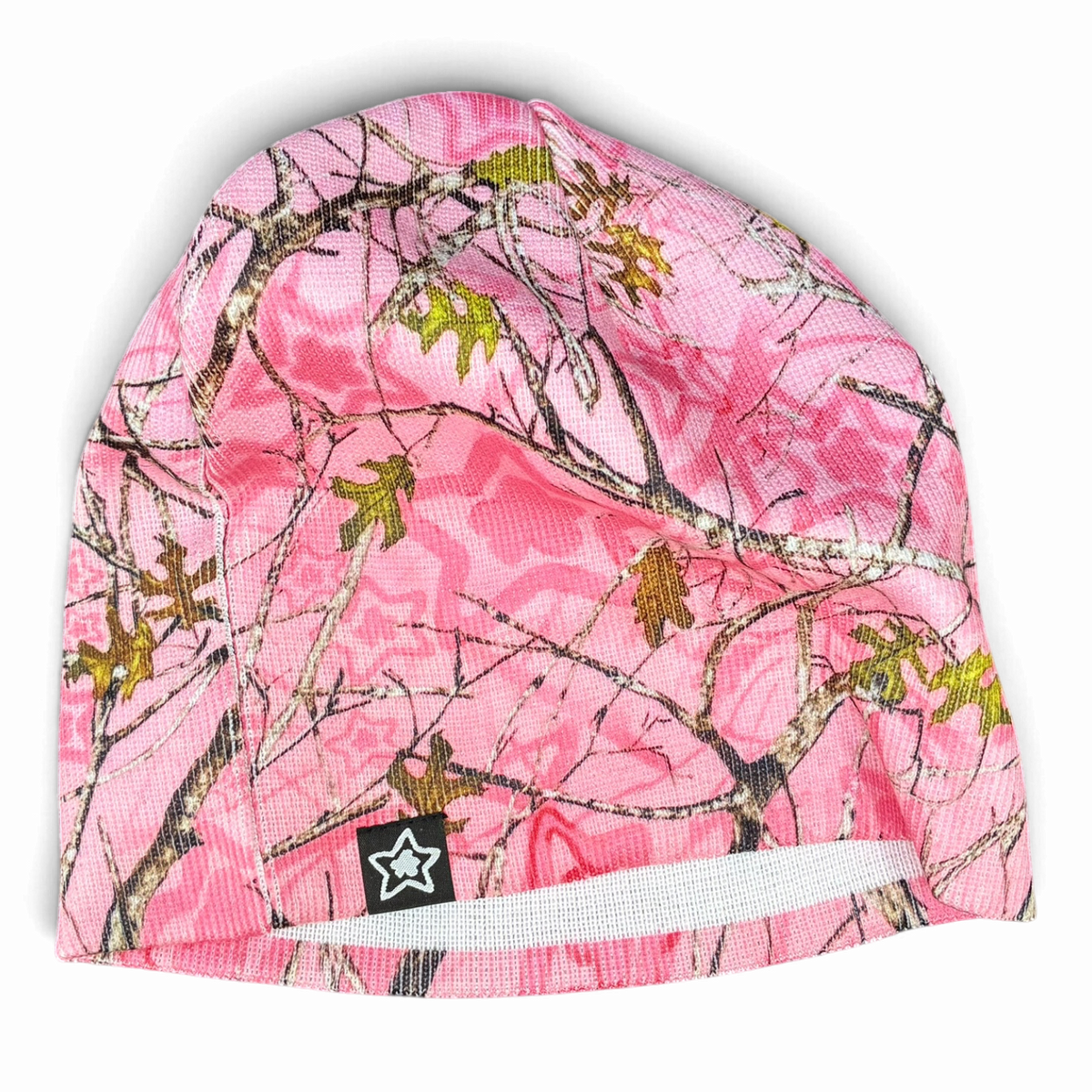 The Star Team pink Realtree camouflage digital print skully beanie with a small star logo patch