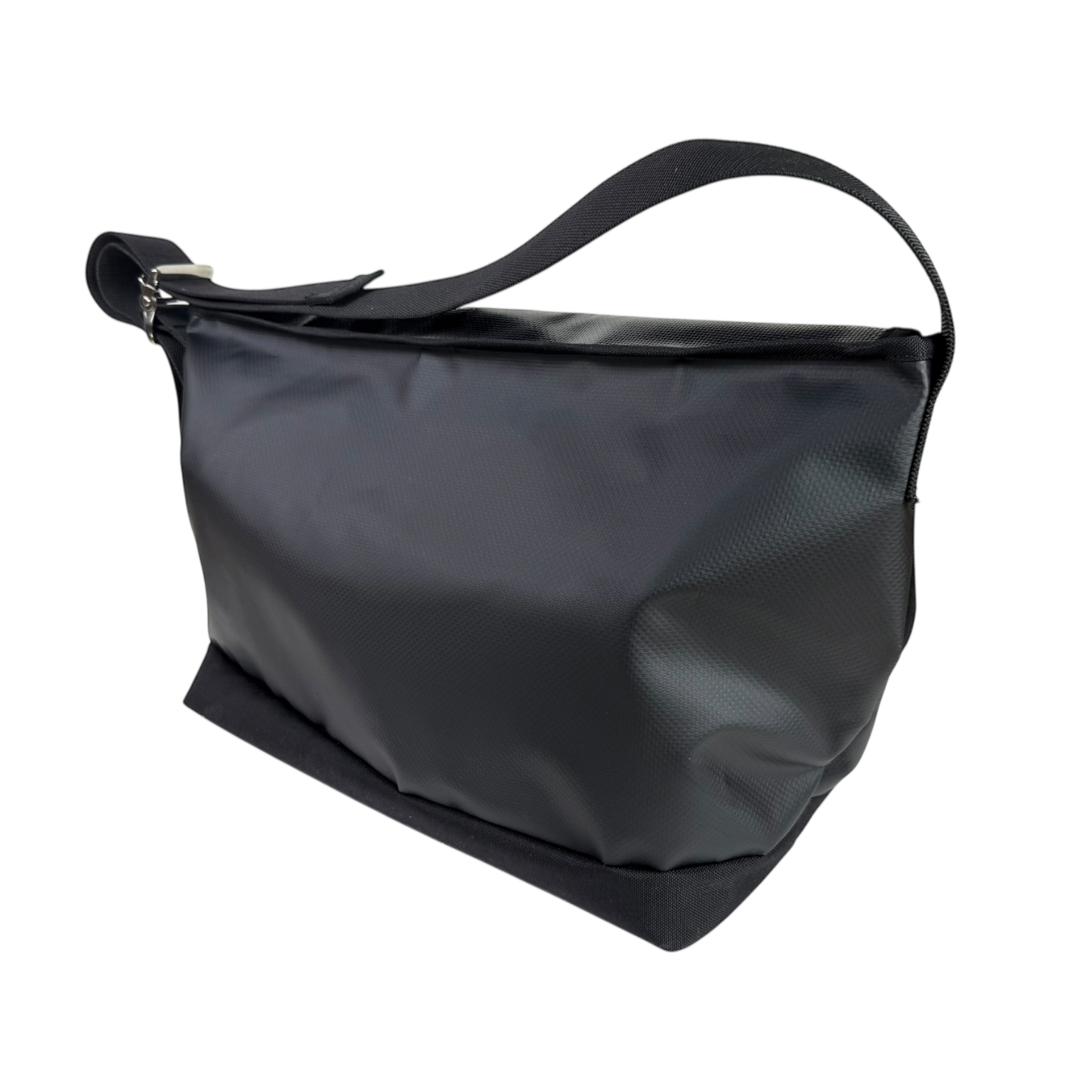 BLACK VINYL MESSENGER BAG