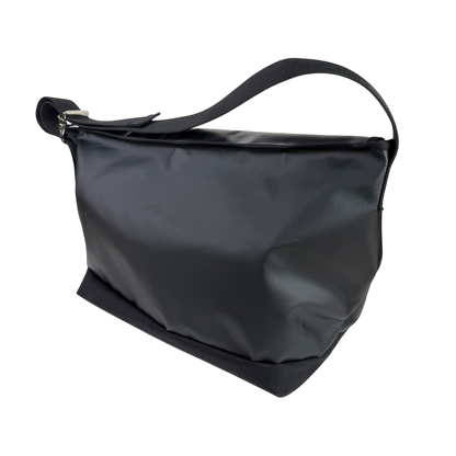 BLACK VINYL MESSENGER BAG