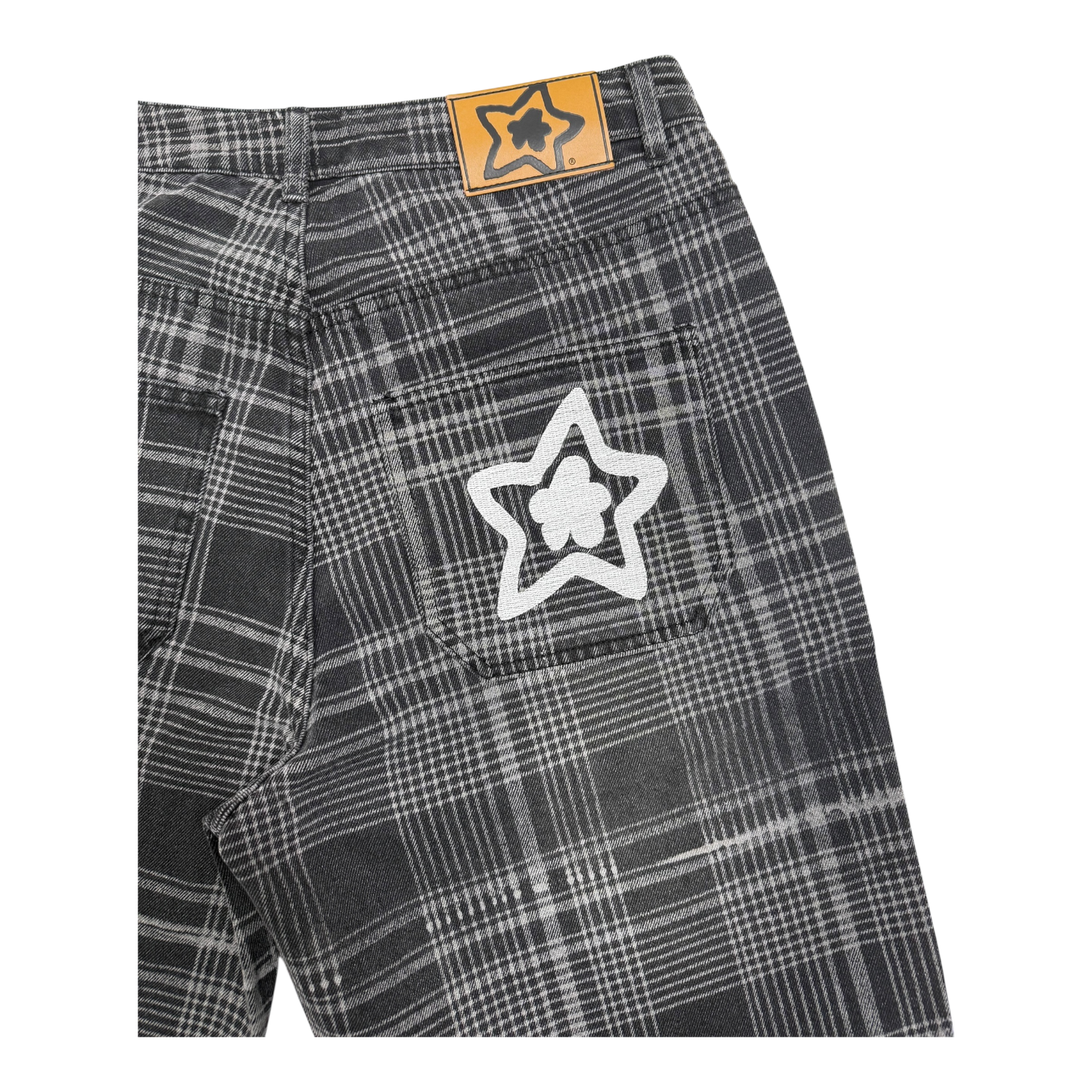 PLAID JEAN SHORTS BLACK