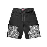 LEOPARD SWEAT SHORTS BLACK