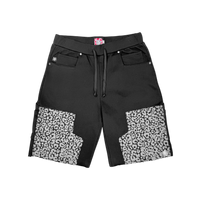 LEOPARD SWEAT SHORTS BLACK