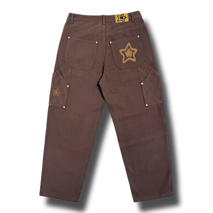 CROSS STITCH DOUBLE KNEE JEANS BROWN