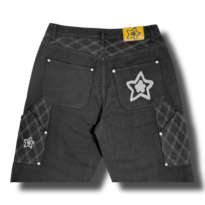 CROSS STITCH DOUBLE KNEE JEANS BLACK