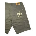 DOUBLE KNEE SEAM JEAN SHORTS OLIVE