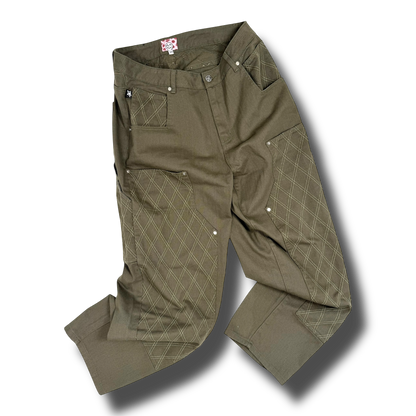 CROSS STITCH DOUBLE KNEE JEANS OLIVE