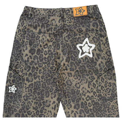 OLIVE LEOPARD STAR JEANS