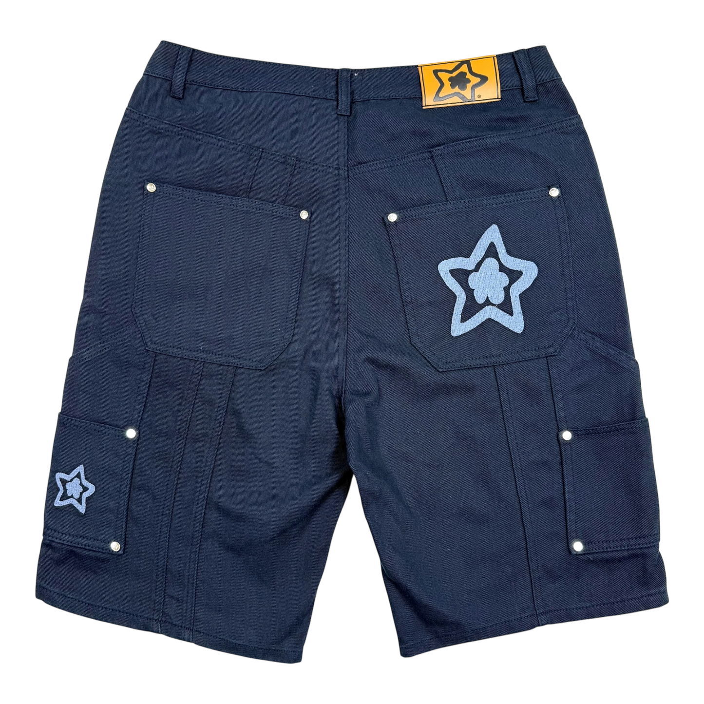 DOUBLE KNEE SEAM JEAN SHORTS NAVY