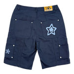 DOUBLE KNEE SEAM JEAN SHORTS NAVY
