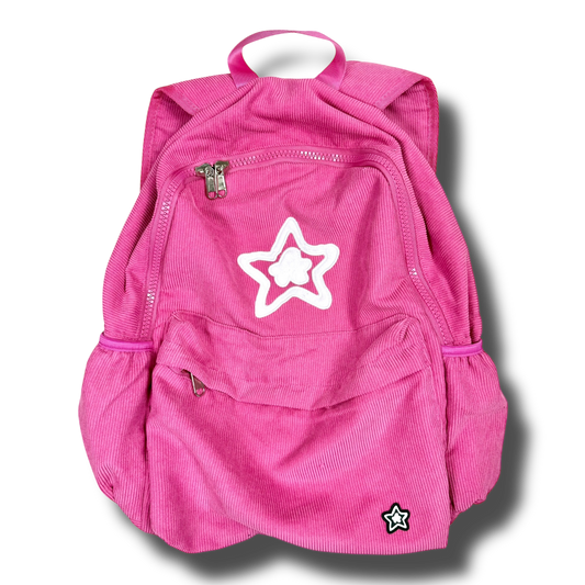 PINK CORDUROY BACKPACK