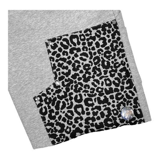 LEOPARD SWEAT SHORTS GREY