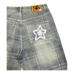 PLAID JEAN SHORTS BLUE