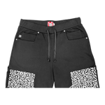 LEOPARD SWEAT SHORTS BLACK