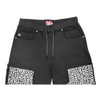 LEOPARD SWEAT SHORTS BLACK