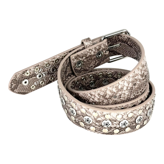 STUDDED SNAKE BELT SAND