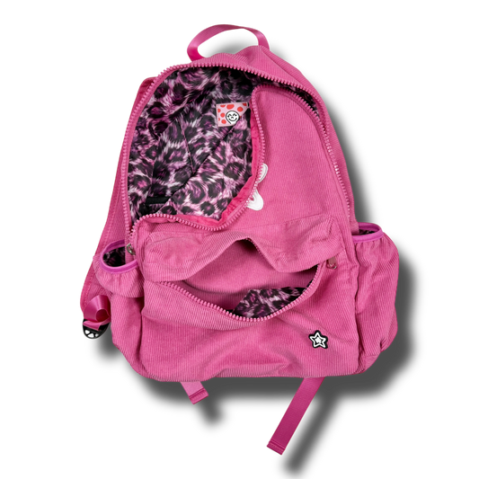 PINK CORDUROY BACKPACK