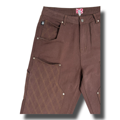 CROSS STITCH DOUBLE KNEE JEANS BROWN