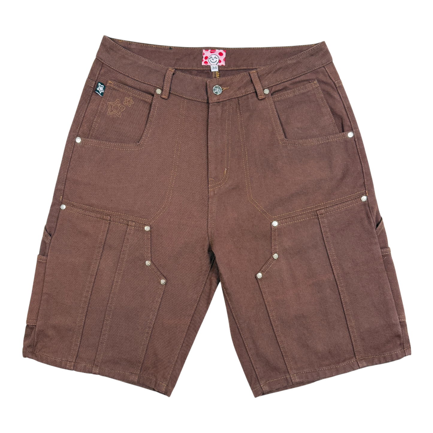 DOUBLE KNEE SEAM JEAN SHORTS BROWN