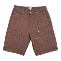 DOUBLE KNEE SEAM JEAN SHORTS BROWN