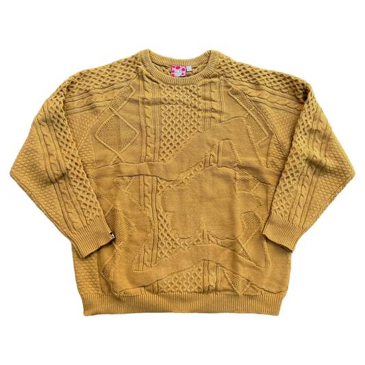 BROWN CHAIN KNIT SWEATER