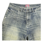 PLAID JEAN SHORTS BLUE